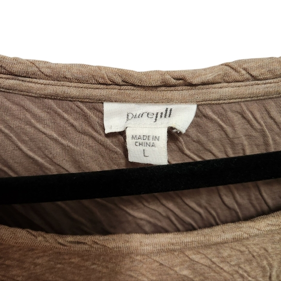 Pure Jill Beige Tan Gauzy Cotton Textured Long Sleeve Tunic Size L Coastal - Picture 2 of 5